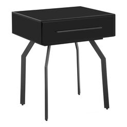 Smith Smoky Black Glass and Iron Side Table with Drawer