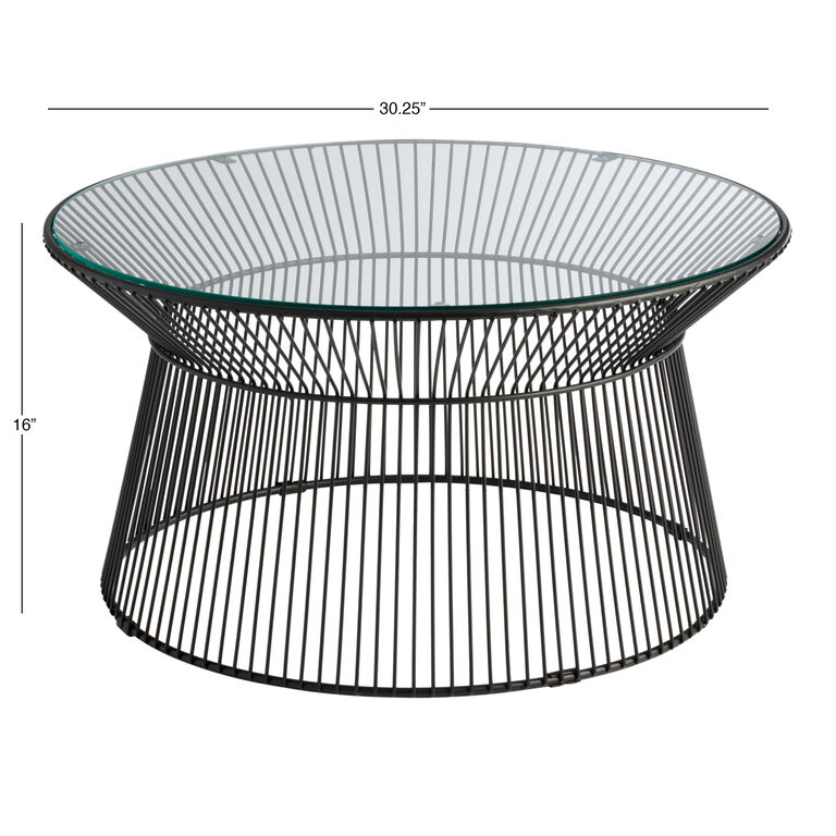 Marina Round Metal Glass Top Outdoor Coffee Table image number 4