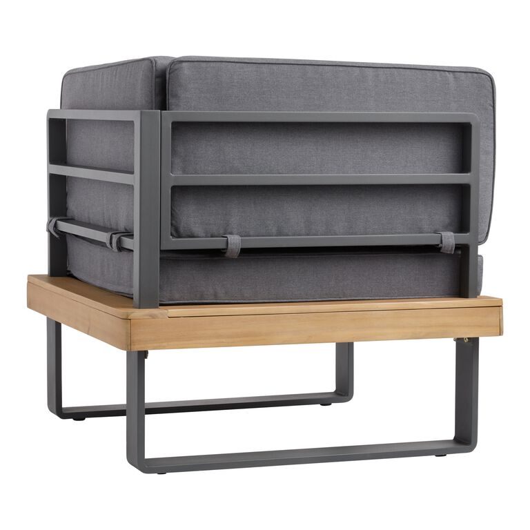 Alicante II Gray Metal and Wood Outdoor Sectional Corner image number 3