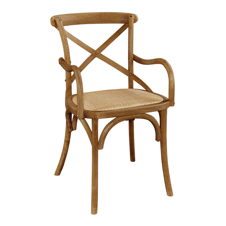 Syena Gray Wood and Rattan Armchair image number 1