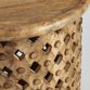 Round Aged Driftwood Carved Wood Lattice Side Table image number 4