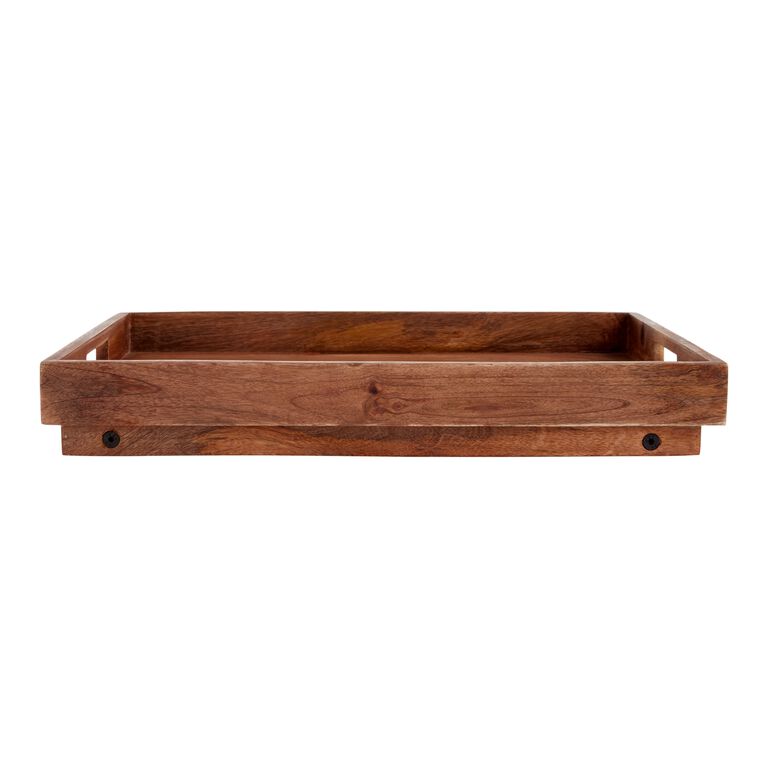 Natural Wood Bed Serving Tray with Folding Legs image number 2