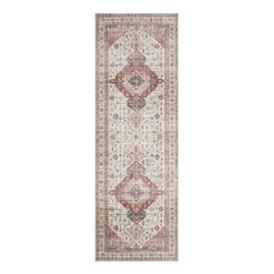 Patmos Ivory and Berry Distressed Persian Style Floor Runner