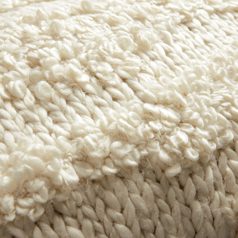 Ivory Hand Knit Popcorn Lumbar Pillow image number 4