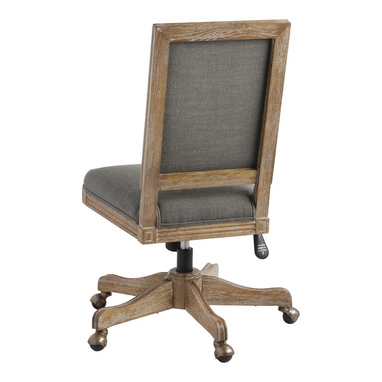 Paige Charcoal Gray Linen Square Back Office Chair image number 4