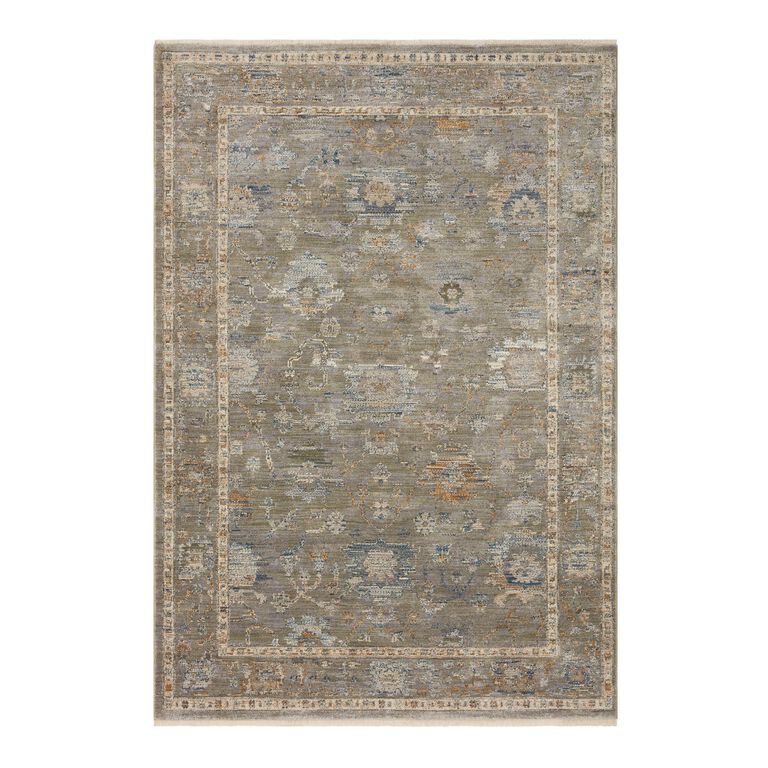 Nora Mossy Green Distressed Persian Style Area Rug image number 1