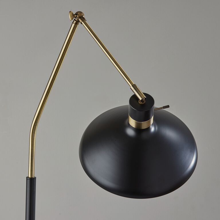 Bryson Black Metal And Antique Brass Adjustable Floor Lamp image number 4