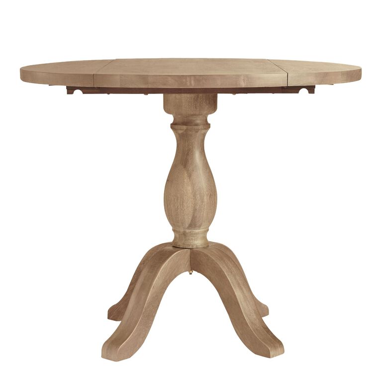 Jozy Round Weathered Gray Wood Drop Leaf Dining Table image number 3