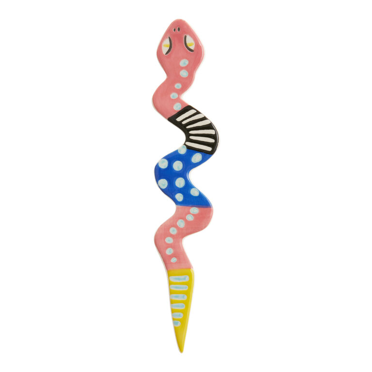 Hand Painted Ceramic Snake Plant Stake image number 1