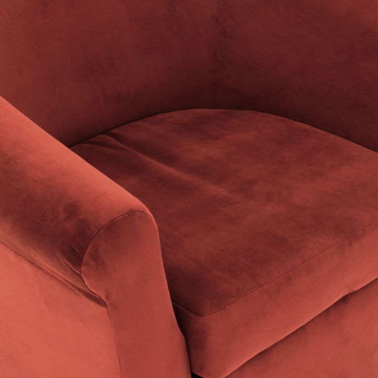 Ward Velvet Roll Arm Upholstered Swivel Chair image number 5