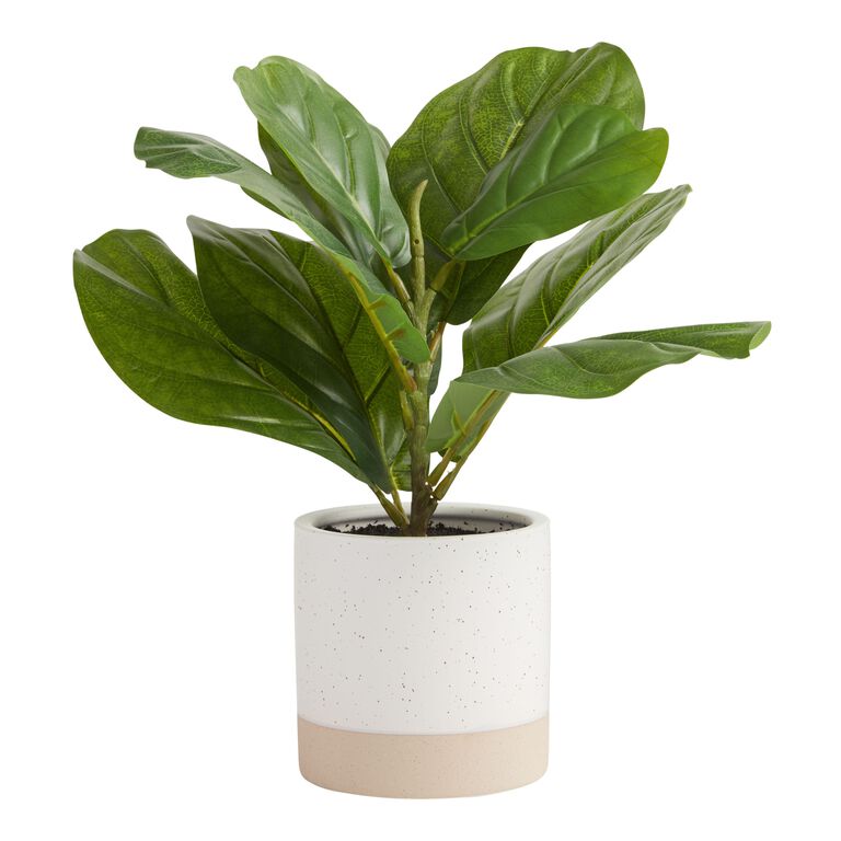 Faux Fiddle Leaf Fig Plant in Two Tone Cement Pot image number 1