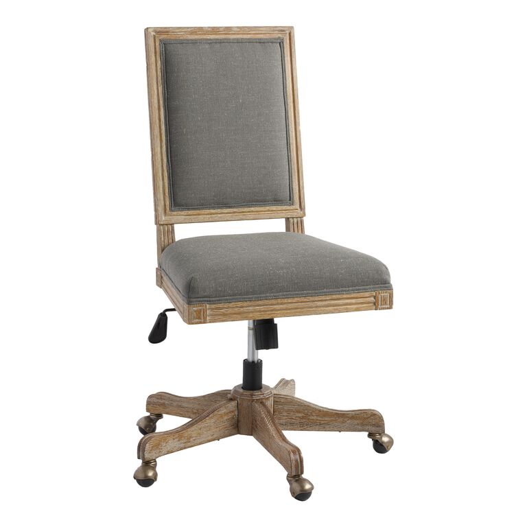 Paige Charcoal Gray Linen Square Back Office Chair image number 5