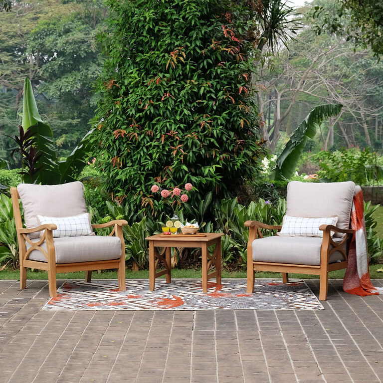 Mendocino Teak Wood 3 Piece Outdoor Furniture Set image number 2