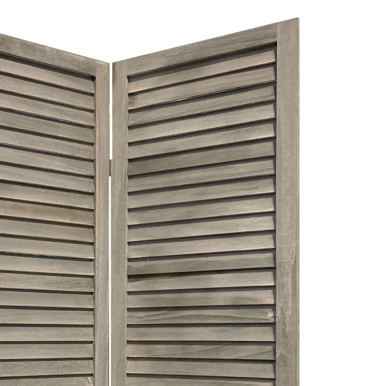 Distressed Gray Bamboo and Wood Shutter 3 Panel Folding Screen image number 4