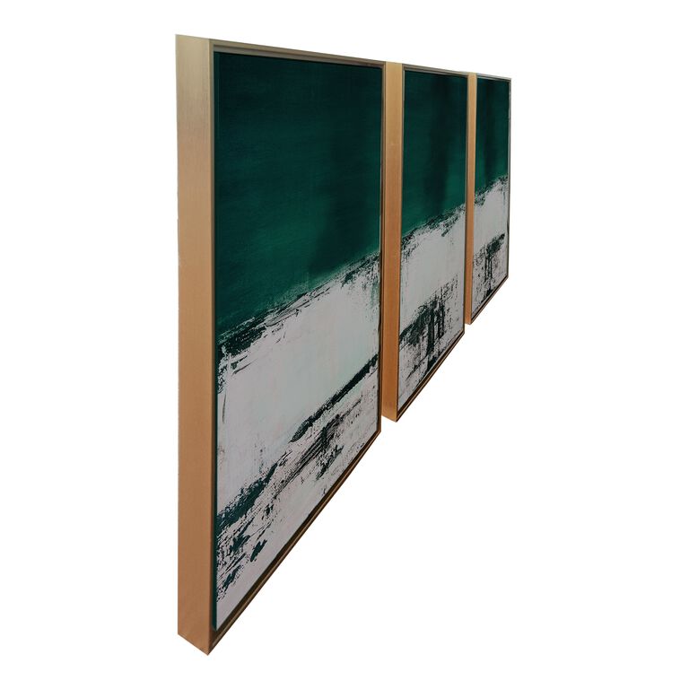 Malachite Green Abstract Framed Canvas Wall Art 3 Piece image number 3
