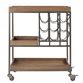 Wood and Faux Leather Strap Bar Cart with Wine Storage image number 1