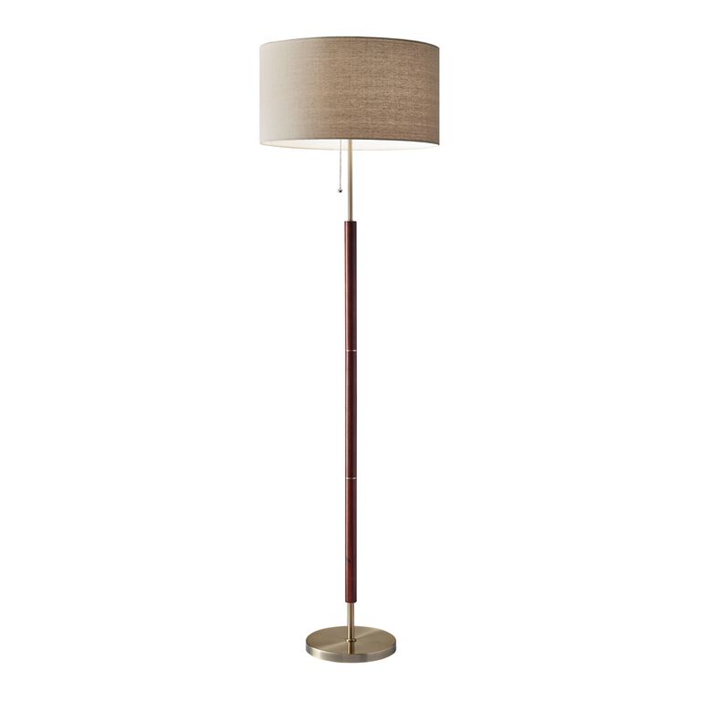 Hamilton Wood And Antique Brass Floor Lamp image number 1