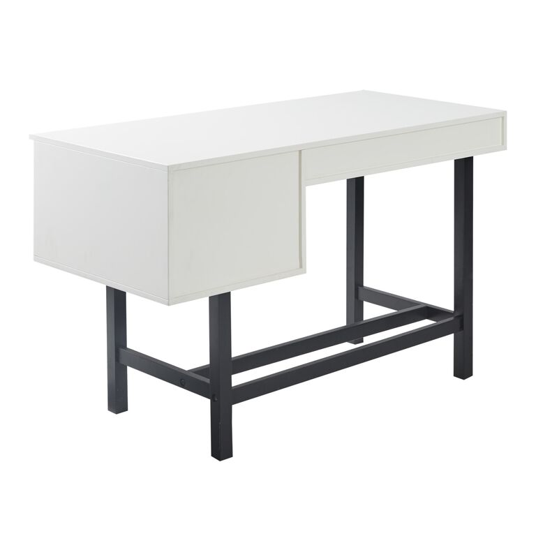 Lou Black And White Wood Desk With Storage image number 5