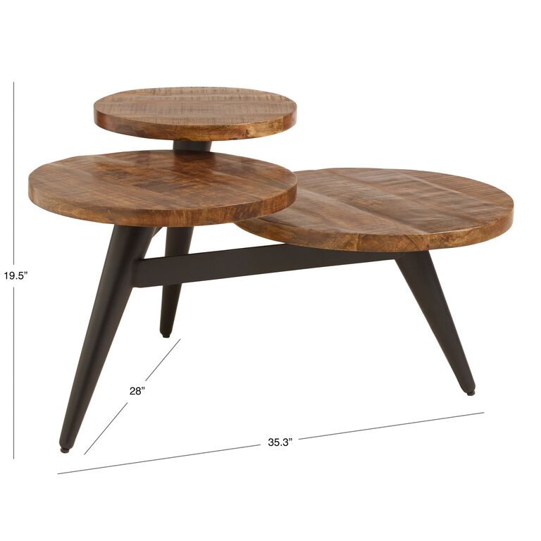 Wood and Metal Multi Level Coffee Table image number 4