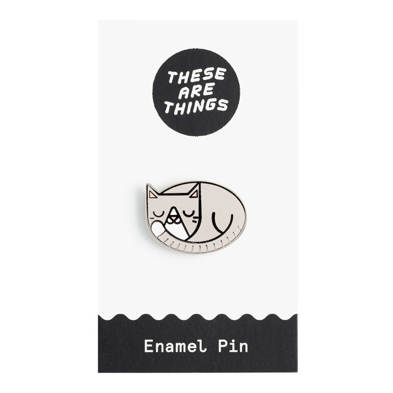 Gray Cat Enamel Pin image number 1