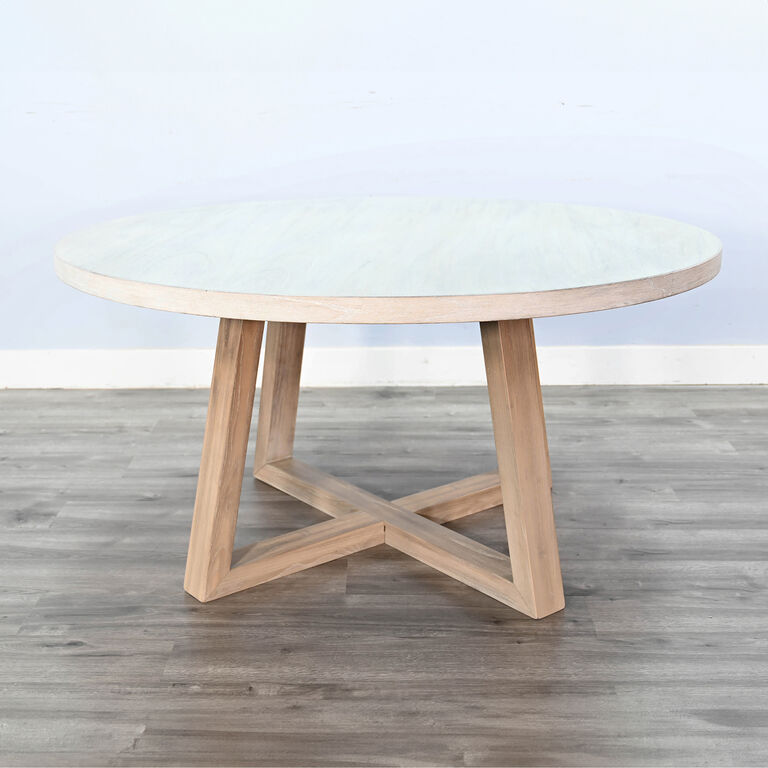 Lanyard Round Two Tone Wood X Base Dining Table image number 3