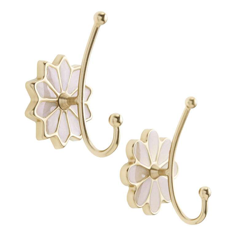 Gold And Opal Floral Double Wall Hook image number 1