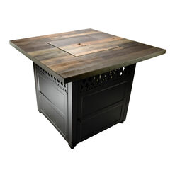 Renco Faux Wood and Black Steel DualHeat Fire Pit Table