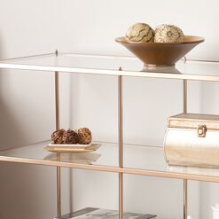 Aurora Gold Metal and Glass Console Table with Shelves