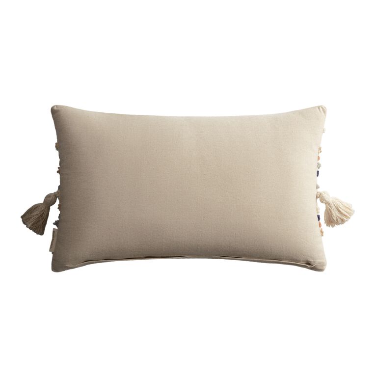 Ivory Tufted Lines Lumbar Pillow image number 3