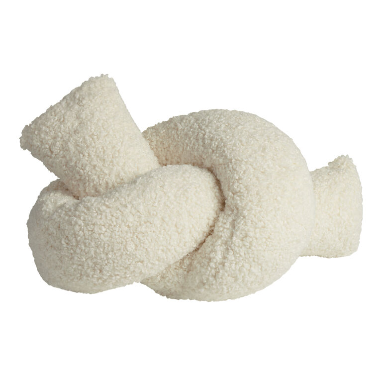 Ivory Boucle Cylindrical Knot Pillow image number 1