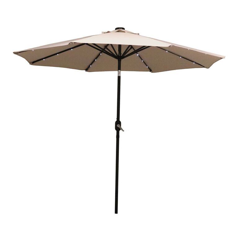 Market 9 Ft Tilting Patio Umbrella with Solar LED Lights image number 1