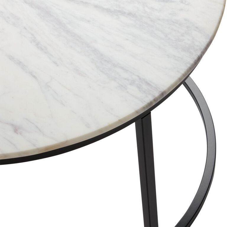 Milan Round White Marble and Metal Coffee Table image number 4