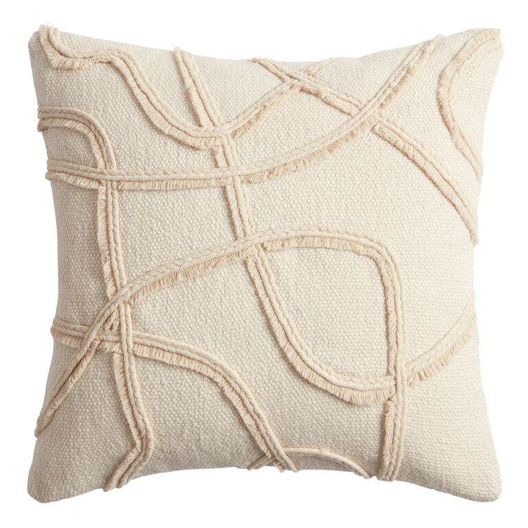 Ivory Abstract Lines Throw Pillow image number 1
