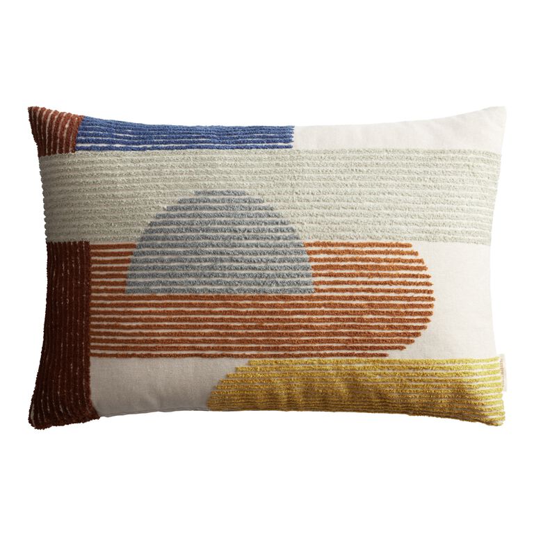 Tufted Modern Geo Print Lumbar Pillow image number 1