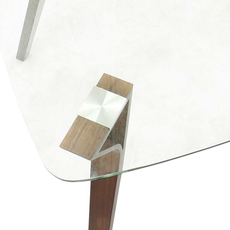 Square Glass And Wood Mid Century Joel Dining Table image number 3