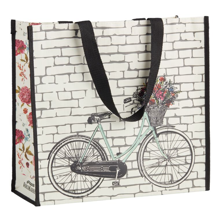 Large Bicycle Floral Tote Bag Set of 2 image number 1