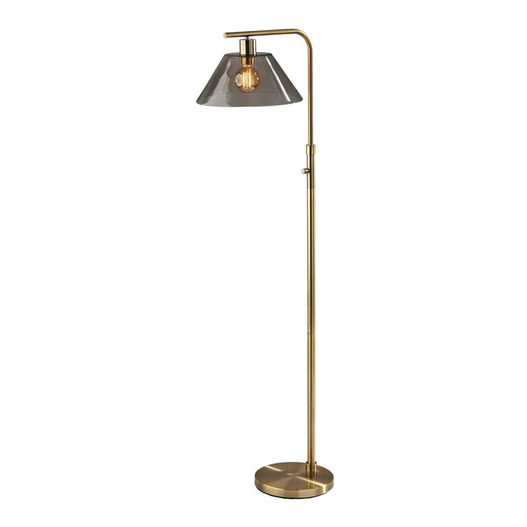 Lune Gray Smoked Glass Dome and Antique Brass Floor Lamp image number 1