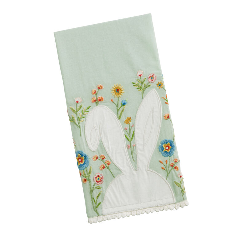 Pastel Blue Bunny Embroidered Kitchen Towel image number 1