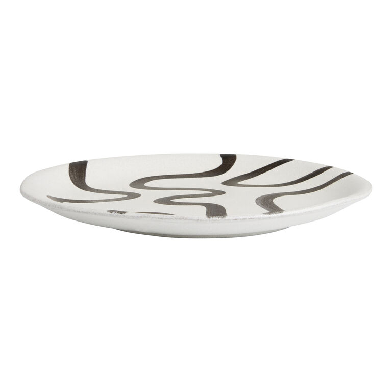 Black And White Squiggle Hand Painted Salad Plate image number 3
