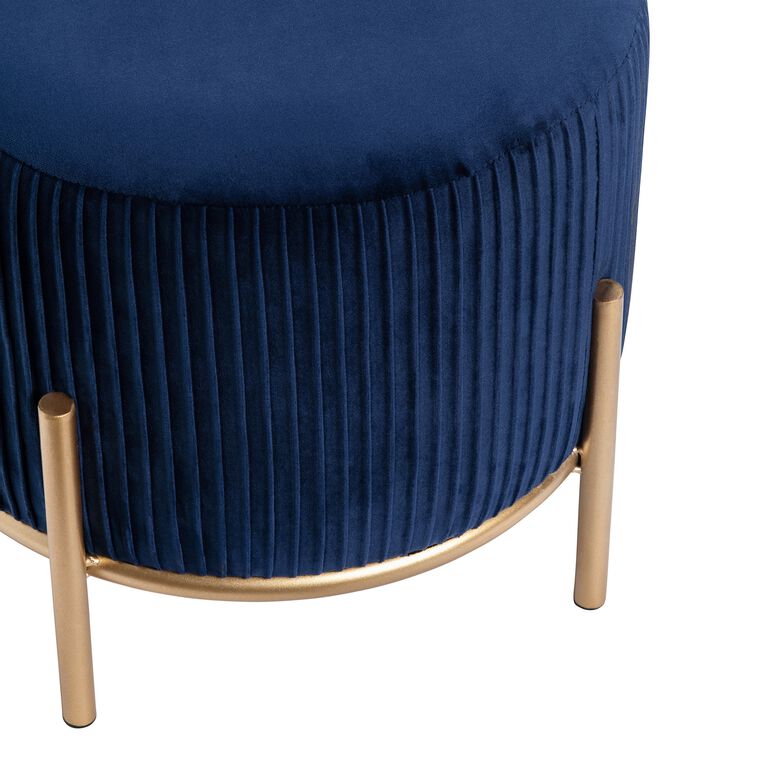 Anniston Round Pleated Velvet Upholstered Stool image number 2