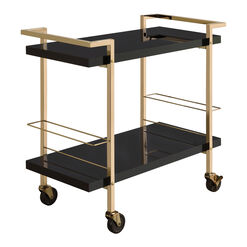 Wades Glossy Wood and Gold Metal 2 Tier Bar Cart