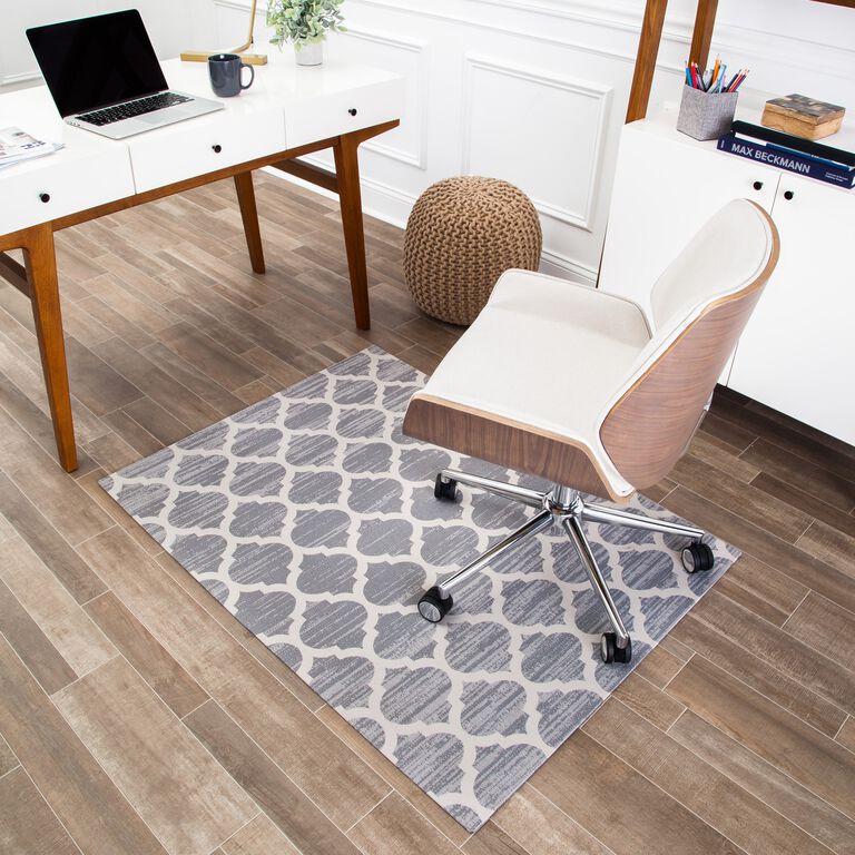 Gray And Beige Trellis Office Chair Mat image number 4
