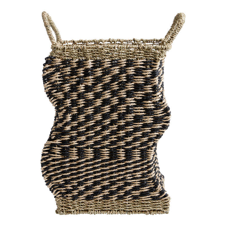 Polly Black And Natural Paper Rope Wavy Check Basket image number 2