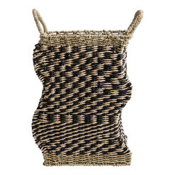 Polly Black And Natural Paper Rope Wavy Check Basket