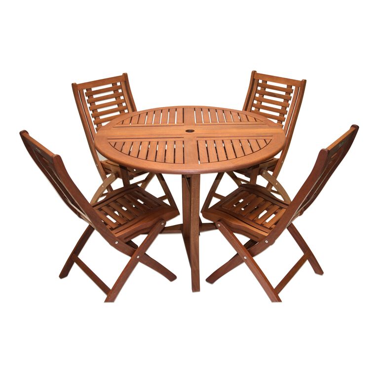 Danner Round Eucalyptus Wood Folding Outdoor Dining Table image number 3