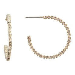 Cubic Zirconia 14k Gold Plated Medium Hoop Earrings
