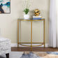 Half Circle Gold Metal and Glass Top Console Table image number 1