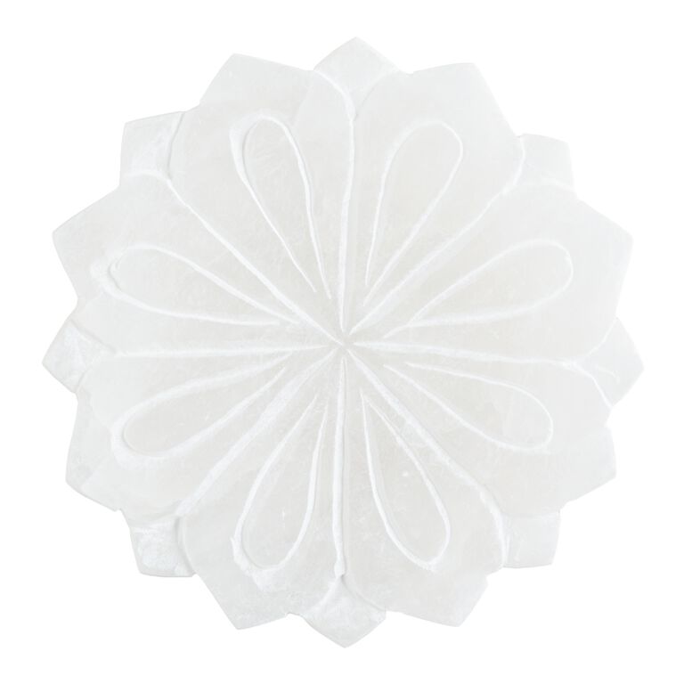 Round White Alabaster Lotus Soap Dish image number 1