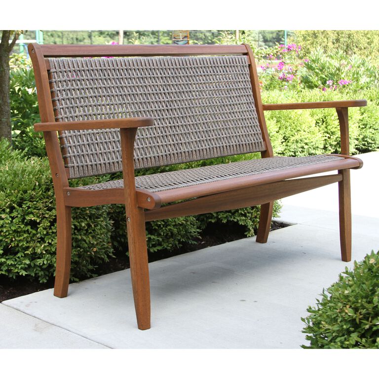 Galena Gray All Weather Wicker and Wood Outdoor Bench image number 4