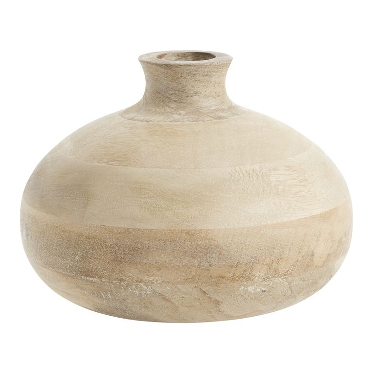 CRAFT Medium Whitewash Mango Wood Vase image number 1
